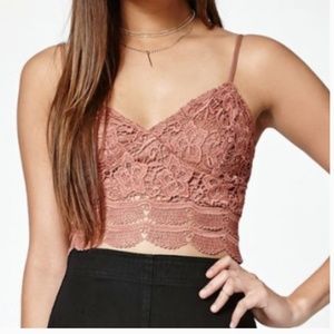 Kendall and Kylie Pink Festival Rave Lace Crop Top